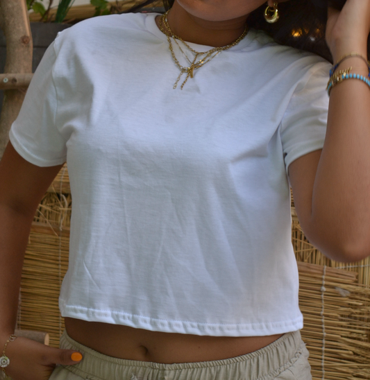 Creme Crop T-Shirt